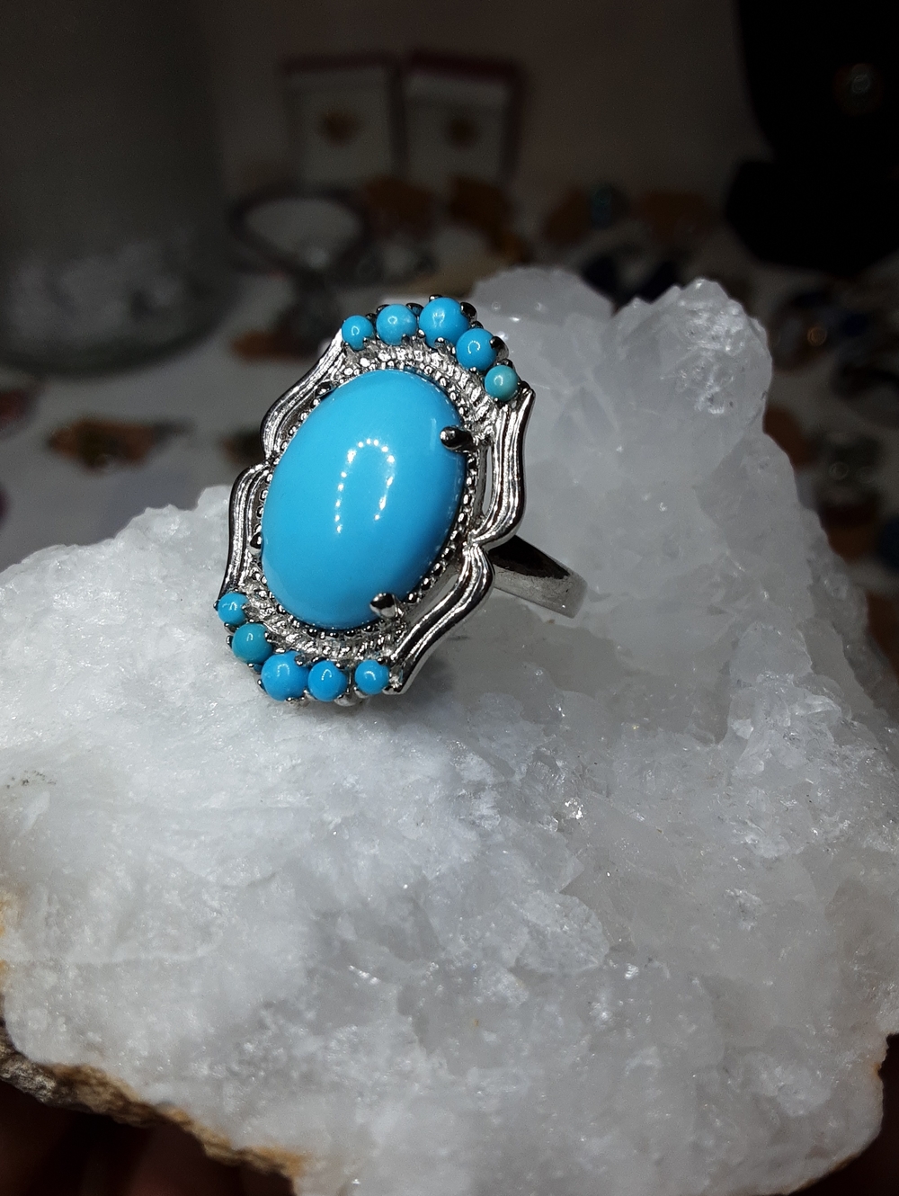925 Genuine Sleeping Beauty Turquoise Ring.